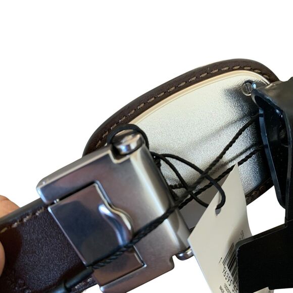 Coach Belt Plaque Buckle One Size CW737 42” Maple Brown Leather Silver-Tone NWT - Picture 7 of 14